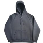 Syna World Hoodie Mens Medium Black Neoprene Full Zip Embossed Logo Streetwear