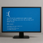 Computer displaying blue screen error