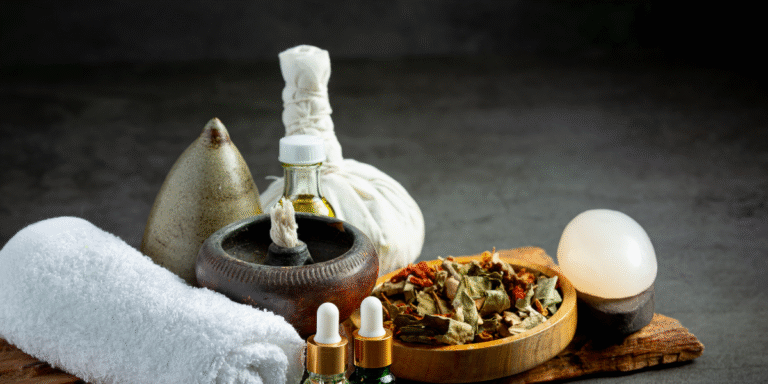 herbal-compress-herbal-spa-treatment-equipments-put-dark-floor
