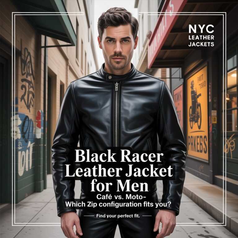 Black Racer Leather Jacket for Men: Café vs. Moto—Which Zip Configuration Fits You? | NYC Leather Jackets