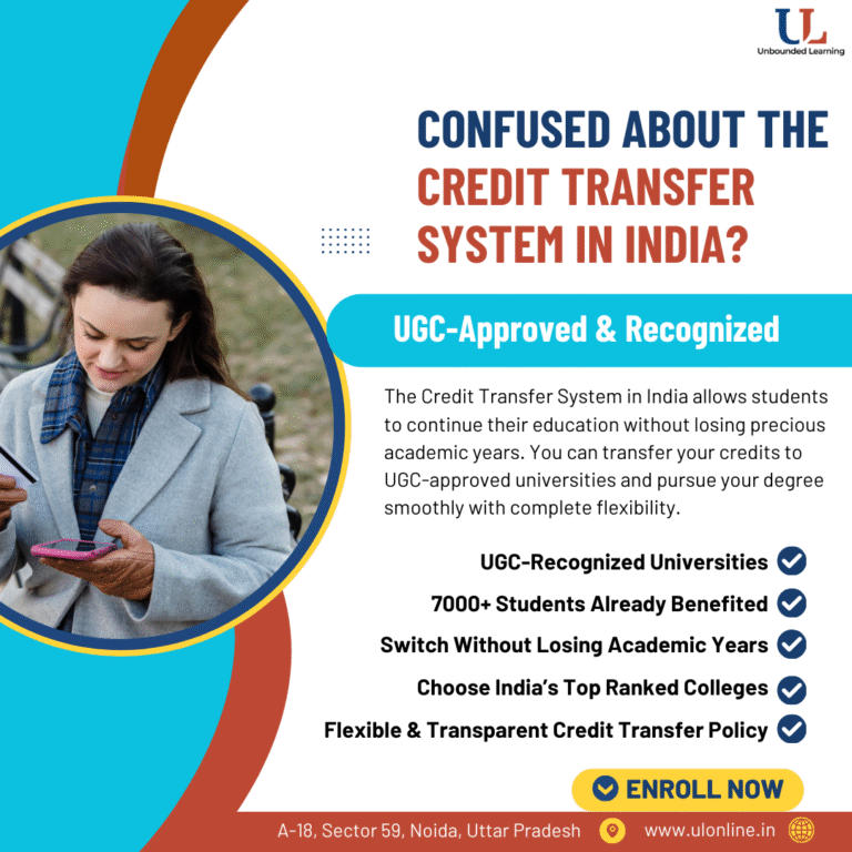 Student studying through online learning under the Credit Transfer System in India