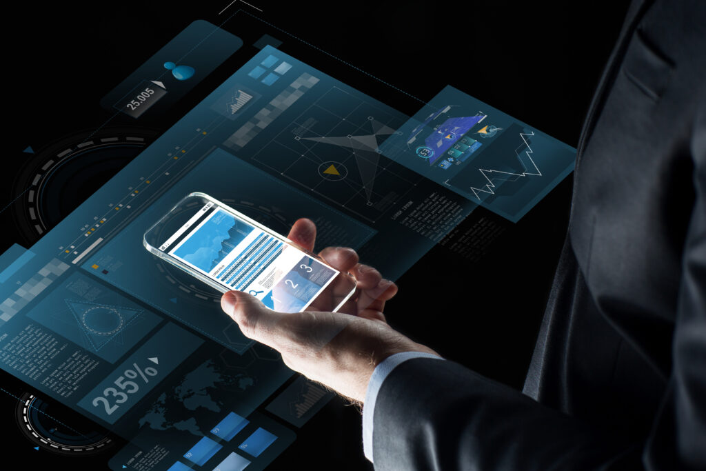 Business,,Statistics,,People,And,Future,Technology,Concept,-,Close,Up
