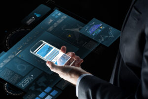 Business,,Statistics,,People,And,Future,Technology,Concept,-,Close,Up